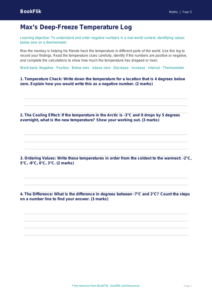 Free Negative Numbers Template | Year 5 Core | BookFlik