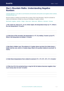 Free Negative Numbers Worksheet | Year 5 Core | BookFlik