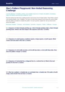 Free Non Verbal Reasoning Activity Sheet | Year 5 Core | BookFlik