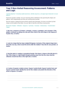 Free Non Verbal Reasoning Assessment | Year 5 Core | BookFlik
