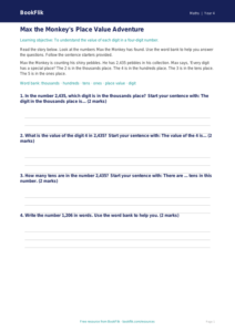 Free Place Value Track Sheet | Year 4 Supported | BookFlik