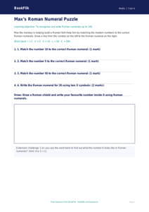 Free Roman Numerals Activity Sheet | Year 4 Supported | BookFlik