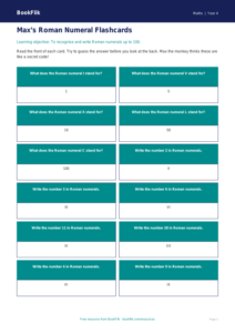 Free Roman Numerals Flashcards | Year 4 Supported | BookFlik