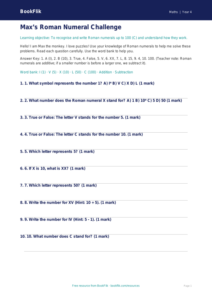 Free Roman Numerals Quiz | Year 4 Supported | BookFlik