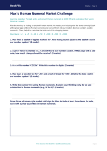 Free Roman Numerals Activity Sheet | Year 5 Core | BookFlik