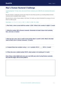 Free Roman Numerals Worksheet | Year 5 Core | BookFlik