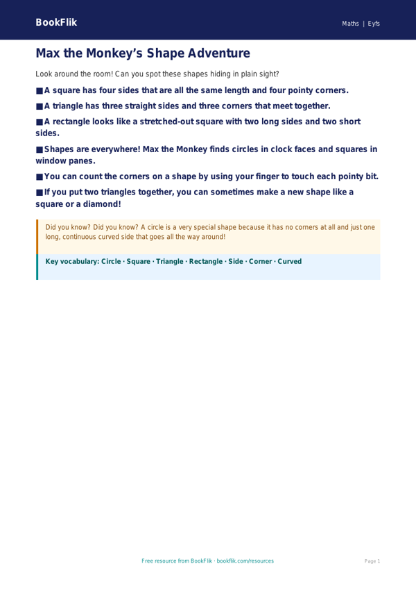 Free Shape Poster | EYFS Core Learning Resources | BookFlik worksheet preview — Maths Shape