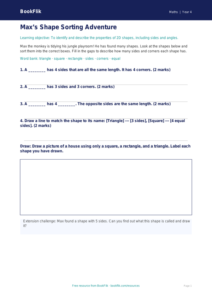 Free Shape Activity Sheet | Year 4 Supported | BookFlik