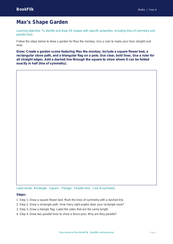 Free Shape Drawing Sheet | Year 4 Supported | BookFlik worksheet preview — Maths Shape