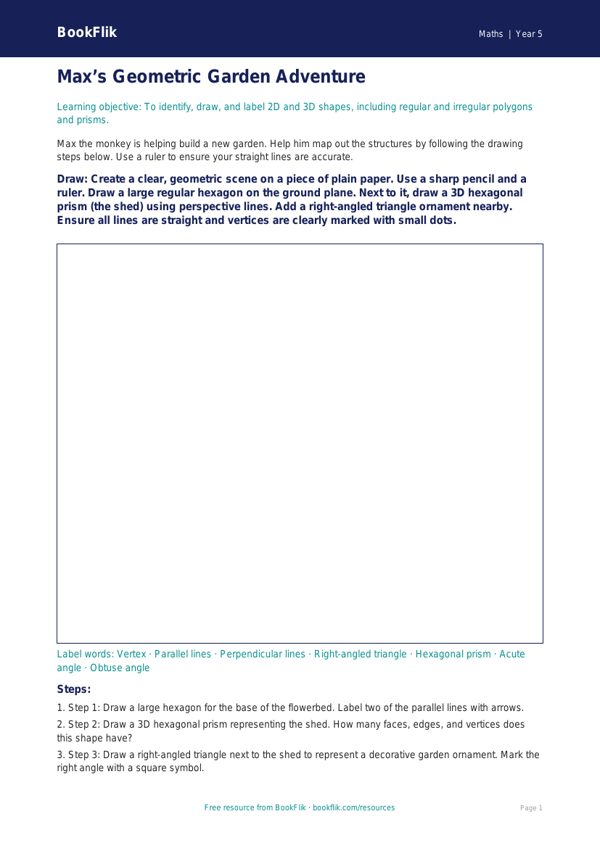 Free Shape Drawing Sheet | Year 5 Core | BookFlik worksheet preview — Maths Shape
