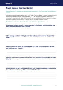 Free Square Numbers Activity Sheet | Year 5 Core | BookFlik