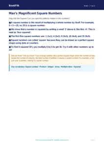 Free Square Numbers Poster | Year 5 Core | BookFlik
