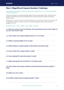 Free Square Numbers Quiz | Year 5 Core | BookFlik