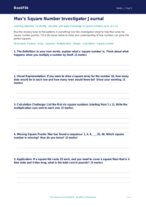 Free Square Numbers Template | Year 5 Core | BookFlik