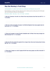 Free Subtraction Worksheet | EYFS Core | BookFlik