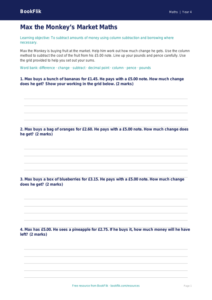 Free Subtraction Activity Sheet | Year 4 Supported | BookFlik