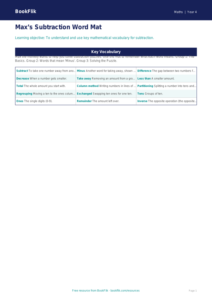 Free Subtraction Word Mat | Year 4 Supported | BookFlik