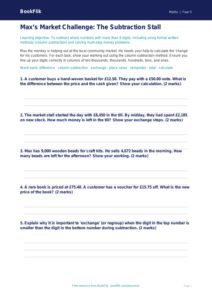 Free Subtraction Activity Sheet | Year 5 Core | BookFlik