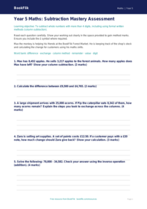 Free Subtraction Assessment | Year 5 Core | BookFlik