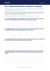 Free Subtraction Template | Year 5 Core | BookFlik