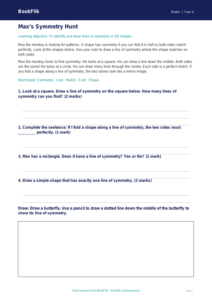 Free Symmetry Worksheet for Year 4 | Geometry Practice | BookFlik