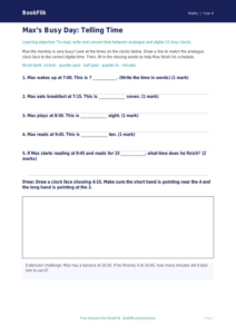 Free Time Activity Sheet | Year 4 Supported | BookFlik