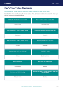 Free Time Flashcards | Year 4 Supported | BookFlik