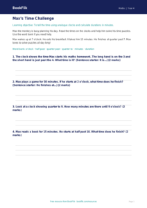 Free Time Track Sheet | Year 4 Supported | BookFlik
