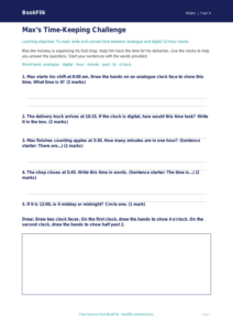 Free Time Worksheet | Year 4 Supported | BookFlik