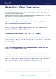 Free Times Tables Assessment | Year 4 Supported | BookFlik