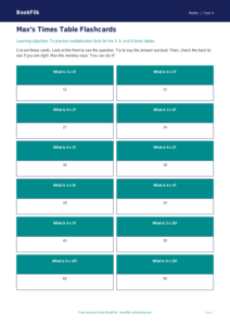 Free Times Tables Flashcards | Year 4 Supported | BookFlik