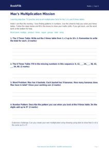 Free Times Tables Template | Year 4 Supported | BookFlik
