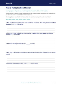 Free Times Tables Worksheet | Year 4 Supported | BookFlik