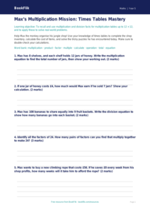 Free Times Tables Template | Year 5 Core | BookFlik