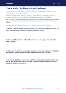 Free Word Problems Assessment | Year 4 Greater Depth | BookFlik