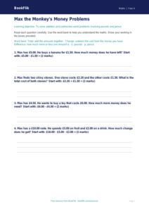 Free Word Problems Worksheet | Year 4 Supported | BookFlik