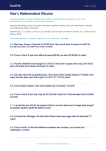 Free Word Problems Quiz | Year 5 Core | BookFlik