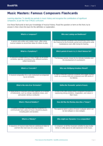 Free Composers Flashcards | Year 5 Core | BookFlik