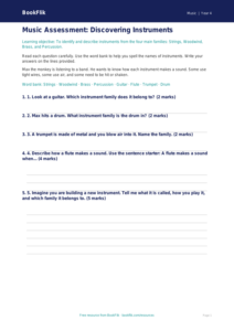 Free Instruments Assessment | Year 4 Supported | BookFlik
