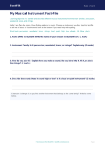 Free Instruments Template | Year 4 Supported | BookFlik