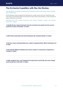 Free Instruments Activity Sheet | Year 5 Core | BookFlik