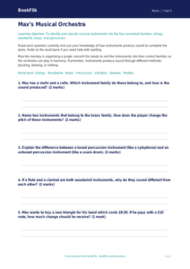 Free Instruments Worksheet | Year 5 Music | BookFlik