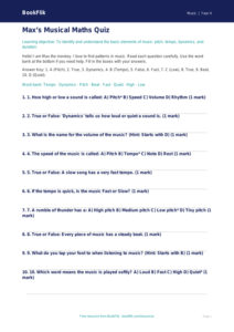 Free Musical Elements Quiz | Year 4 Supported | BookFlik