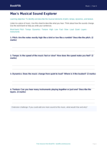 Free Musical Elements Template | Year 4 Supported | BookFlik