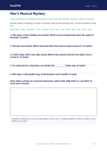 Free Musical Elements Worksheet | Year 4 Supported | BookFlik