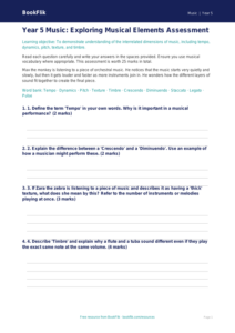 Free Musical Elements Assessment | Year 5 Core | BookFlik