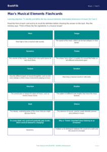 Free Musical Elements Flashcards | Year 5 Core | BookFlik