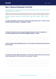 Free Musical Elements Template | Year 5 Core | BookFlik