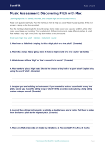 Free Pitch Assessment Worksheet | Year 4 Supported | BookFlik