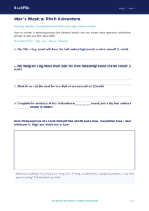 Free Pitch Worksheet | Year 4 Supported | BookFlik